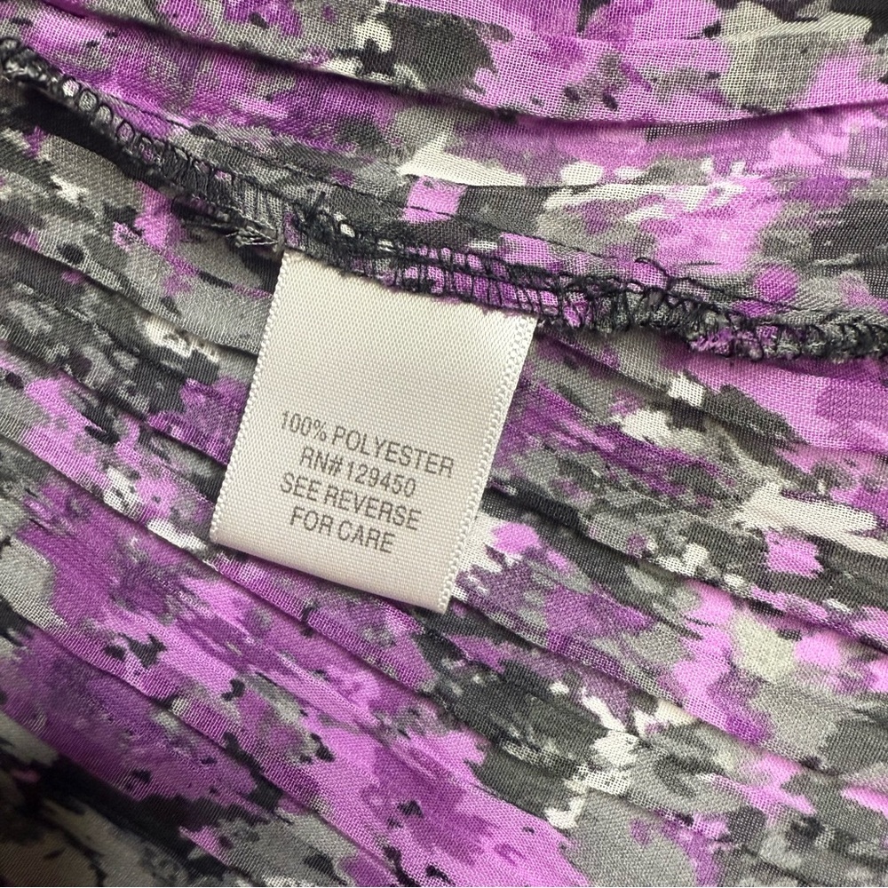 Apt 9 Floral Ruffle Women's Top Size L petite stretchy pleated material - Picture 7 of 9